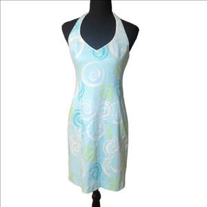 Becky Anf Max Halter Neck Swirl Pattern Dress, Size 4